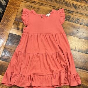 Hayden Coral Ruffle Kids Dress